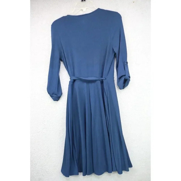 Modcloth Navy Blue Midi Wrap Dress-Size Small-Roll Tabbed 3/4 Sleeves - Picture 10 of 11